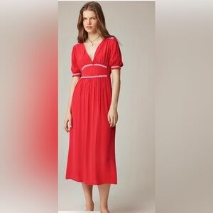 NWT J CREW SMOCKED MIDI DRESS IN CREPE DE CHINE SZ 8